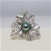 COMOTO Ciondolo/spilla con perle di Tahiti pavone ad alta lucentezza 11,0 mm, argent...