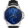 TWK Orologio da Polso Drago Blu Cinese Cinturino in Pelle Quadrante Grande