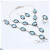 "Fatto a mano" Set di gioielli fatti a mano in argento sterling .925 Swiss Blue Topazio...