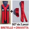 BRETELLE + CRAVATTA SLIM 5cm UOMO ADULTO REGOLABILI CRAVATTINO ROSSO NATALE