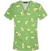 Meichoon Top Scrub per Donne Uniforme Medica Top con Scollo a V Stampato Manica Corta in Cotone Traspirante Elastico Asciugatura Rapida Morbido Antirughe, verde, XXL