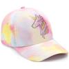 WAWSAM Cappello da baseball con unicorno per ragazze, cappello da camionista per bambini, carino e regolabile, Paillettes viola e verde, 4-8 Anni