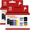 realink® - 20 cartucce sostitutive PGI-580/CLI-581 XXL, con chip e senza PB, compatibili con Canon Pixma TS705, TS6350, TS8350, TR8550, TS6150, TS8150, TS9150, TS8250