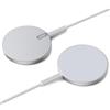 ESR Magsafe Caricabatterie wireless da 15 W per iPhone 17/17e/16/15/14/13/12, S26/Pixel 10, AirPods 4/3, stazione di ricarica induttiva con cavo di nylon rinforzato A/C da 1,5 m, argento 2 pezzi