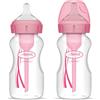 Dr Brown's Natural Flow Dr. Brown's Natural Flow Options+ biberon a collo largo anti-colica, confezione doppia rosa da 270 ml