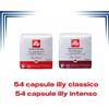 Illy 108 capsule illy Iperespresso 100% Arabica - 54 gusto Classico e 54 gusto Inteso