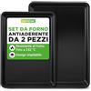 NutriChef Set di Teglie da Forno per Biscotti, Pane, Pizza, Dolci, Focaccia, Teglie Forno Antiaderenti Set da 2 Pezzi Grandi e Medi, Impilabili e Resistenti, Nero