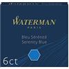 Waterman cartucce di inchiostro per penna stilografica | corte internazionali | blu serenità | 6 pezzi