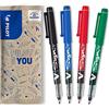 PILOT - Set di 4 Penne a Pennarello V-Sign - Penna a Inchiostro liquido dal tratto perfettamente scorrevole - Inchiostro luminoso che si asciuga imMediatamente - Nero, Blu, Rosso e Verde - Punta Media