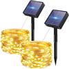 bitjam 2 Pezzi Luci Solari Esterno, 5+2 M 50 LED Catena Luminosa Esterno Solare IP65 Impermeabile, 8 Modalità Filo di Rame Lucine Energia Solare da Giardino Decor per Albero Gazebo Patio, Bianco Caldo