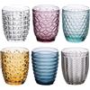 Villa d'Este Home Tivoli Geometrie Set Bicchieri Acqua in Vetro colorato con Lavorazione a Rilievo, 300 ml, Multicolore, 6 unità (Confezione da 1)