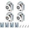 sourcing map Rotelle singole per porta della doccia, 25 mm, pulegge, guide inferiori in plastica, con blocco anti-collisione e viti, per porte in vetro, 4-6 mm, argento, 4 pezzi