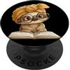 Teacher Student Reader Library Bookworm Bambino Bradipo Libro Aperto Lettura Animale Amante Grafico Ritr PopSockets PopGrip Adesivo