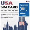 TSIM Carta SIM USA per viaggiare negli Stati Uniti. Chiamate/SMS locali e internazionali illimitati. Chiamate verso casa gratuite! Piano aggiornato 5G con hotspot/tethering! (12GB x 1 mese)