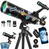 Hugerstar Telescopio Astronomico Professionale per Adulti e Bambini, 80/500mm Rifrattore P