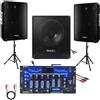 SUONO IBIZA Sono DJ 2200W Bluetooth USB Mixer Active Box 800 W 2 altoparlanti