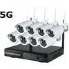 vidoelettronica® Kit videosorveglianza 8 canali nvr 8 telecamere wireless full HD WiFi IP 5G