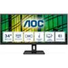 AOC U34E2M 34" UltraWide Monitor 3440x1440 WQHD, PC Display, Black, 86.4cm