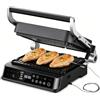 AMZCHEF Griglia a contatto XL 6 in 1 con sensore di temperatura & GrillBoost 280 °C - Griglia elettrica con 6 programmi, apertura 180°, 2 zone, piastre antiaderenti intercambiabili - bistecca, panini