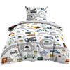 Douceur d'interieur Biancheria da letto per bambini 140 x 200 cm, due pezzi, automobili