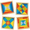 Goki World of Shapes, puzzle I, set di 4 puzzle colorati in legno, rompicapo, per bambini dai 6 anni in su