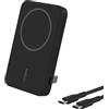 Belkin BoostCharge Pro Power Bank Magnetico 5000mAh con Qi2, caricabatterie portatile compatibile con MagSafe, supporto integrato, power bank wireless per iPhone 16, iPhone 15, 14 e altri, Nero