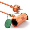 XINWANG Prolunga Esterna 20m Arancione IP44-Lunga Portata con 2 Prese Schuko,Cavo Rinforzato Antigelo per Grandi Spazi Esterni e Agricoli,Alta Visibilità in Condizioni di Scarsa Luce,250V/16A,3x1,5mm²