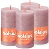 BOLSIUS - Candela rustica - Rosa antico - 13 cm - Confezione da 4 - Non Goccia - Candele non profumate