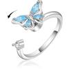 VYYU Anello antistress per donne e ragazze, con scritta You are My Sunshine, per alleviare lo stress, con gatto carino, regalo per moglie, fidanzata, figlia e amici, Misura unica, Oro bianco