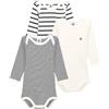 Petit Bateau A01tb Body a Righe a Maniche Lunghe Unisex - Bimbi 0-24 (Pacco da 3)