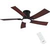 Newday Ventilatori da Soffitto Legno con Luce e Telecomando, 116cm Lampadario con Ventola, 5 Pale Soffitto con Luce Dimmabile, Modalità Dormire, Motore DC Reversibile Silenzioso, Montaggio Piatto