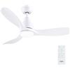 Newday Ventilatori Soffitto Bianco Reversibile, 106cm Ventilatore Soffitto con Luce e Telecomando, Lampadario con 3 Pales, Pale da Soffitto Silenzioso con Dimmer Senza Passaggi, Modalità 7 Velocità