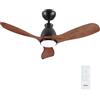 Newday 106cm Ventilatore da Soffitto Legno con Luce e Telecomando, Lampadari con Ventilatore, 7 Modalità Velocità, Dimmer senza Passaggi, Motore DC Silenzioso, 3 Pales Soffitto per Camera da Letto