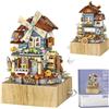 FULHOLPE Street View Carillon della Casa del Mulino a Vento Blocchi di Costruzione, 799 Pezzi Mini Windmill Music Box Modellismo Set da Costruzione Non Compatibile con le Principali Marche