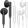 OEM Auricolari in-ear con controllo del volume e microfono - 2 pezzi (nero e bianco) per smartphone, laptop, lettori MP3