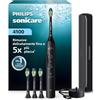 Philips Sonicare Serie 4100 - Spazzolino elettrico sonico con sensore di pressione, 4 impostazioni, EasyStart, SmarTimer, autonomia 21 giorni, custodia, nero, HX4046/52, [Nuovo]