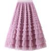 Jemsia Gonna da donna in tulle midi con volant gonna a più livelli elegante elastica a vita alta sottoveste a rete tutù lungo gonne fluide per ballo di fine anno ritorno a casa festa di compleanno,