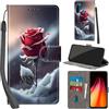 Haninsuze Cover per Xiaomi Redmi Note 8 Custodia Cover Pelle Libro Portafoglio con Porta Carte Magnetica Protezione Antiurto Cuoio Flip Case Custodia Cover per Redmi Note 8, Rose