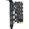 FARBOKO Scheda USB PCIe porta Power Delivery, scheda di espansione PCI Express USB 3.0 5 Gbps (3 porte TypeA e 2 porte Type-C) Ricarrica rapida per PC desktop