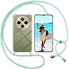 ISOI Cover con Cordino per Xiaomi Redmi 14C/Redmi 14 C/Poco C75, Custodia Trasparente con Collana Tracolla Laccio Collo Ultra Sottile Morbido TPU Silicone Antiurto AntiGraffio Antiscivolo Case, Verde