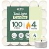 Zuvo Lumini tealight bianchi senza profumo - 100 pezzi - 4 ore di durata | Tealight 3,8 x 1,3 cm con stoppino in cotone per portacandele standard; per matrimoni, feste e cene