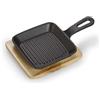 ECHTWERK Casseruola in ghisa, Casseruola quadrata con piatto di portata, Strisce per arrosti, Già cotte, Adatta per forni, grill, barbecue e induzione, Ø 11,8 cm