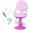 OG DOLLS Our Generation - Sedia da salone Sitting Pretty - Playset di sedie da salone regolabili - Asciugacapelli e strumenti per lo styling - Giocattolo per bambini dai 3 anni in su