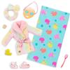 Glitter Girls - Vestiti per bambole da 36 cm - Completo da bagno con pantofole - Accappatoio, asciugamano e maschera Arc-en-ciel - Set da bagno per bambole - Giocattolo per bambini dai 3 anni in su