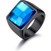 U7 Anello Uomo con Pietra Nera Onice Quadrata da 13mm Acciaio Inossidabile Anello Nero Uomo con Pietra in Cristallo Creato Taglia 32,5 Regalo per Uomo e Ragazzo