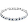 Swarovski Una Angelic Bracciale Tennis, con Pavé di Cristalli Blu, Pietre Preziose a Taglio Round, Chiusura a Scomparsa con Extender, Placcatura in Tonalità Rodio, 16,5-19 cm, 0,6 cm