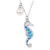 AENEAS Collana con cavalluccio marino, con ciondolo a forma di cavalluccio marino, per donne e ragazze, Argento sterling, Opale Perla