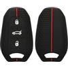 kwmobile Custodia Coprichiave Compatibile con Peugeot Citroen con 3 tasti Smartkey (Keyless Go) Cover - Copri Telecomando Chiave Auto - Copri Chiavi Macchina nero / rosso