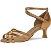 Diamant Scarpe da Ballo da Donna 035-077-087 - Raso/Mesh Bronzo - 5 cm Flare - Suola in camoscio - Taglia: UK 3