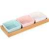 YITYDaMai 3 Pz Ciotole Cucina Ceramica con Vassoio, Ciotole Ceramica con Vassoio in Legno, Ciotola Ceramicas con Tagliere in Legno per snack, antipasti, feste e matrimoni, aperitivo moderno